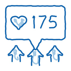 increase in likes doodle icon hand drawn illustration