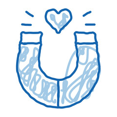 magnet attracting love doodle icon hand drawn illustration