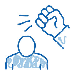 beating man doodle icon hand drawn illustration
