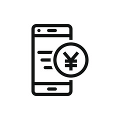 Obraz premium Yuan currency sign with a mobile phone. Fast money transfer icon concept isolated on white background. Vector