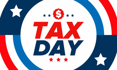 Obraz premium National Tax Day in the United States. Federal tax filing deadline. Day on which individual income tax returns must be submitted to the government. American patriotic poster. Vector illustration