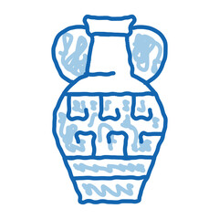 greek ornamental vase doodle icon hand drawn illustration