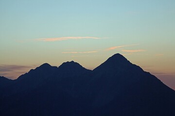 Mountain silhouette at the Warscheneck area in Austria