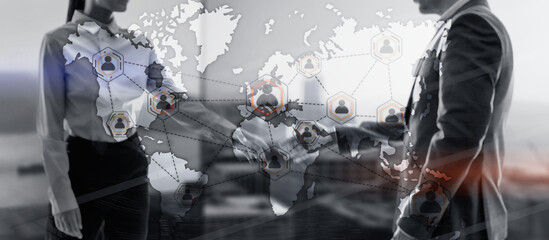 Global Outsourcing Resources Business Internet Technology Concept On city people background