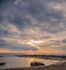 Obraz premium sunrise on the beach of tower salt,bank of cassons Castellon