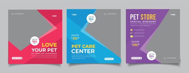 Pet shop banner for social media instagram post template
