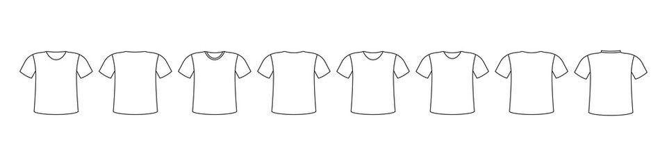 T-shirt line vector icon. Sport clothes black and white outline design. Editable stroke. Fashion illustration