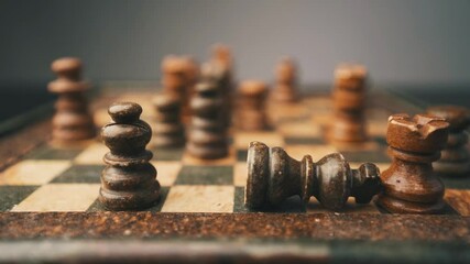 Checkmate chess king falling in slow motion - Powered by Adobe