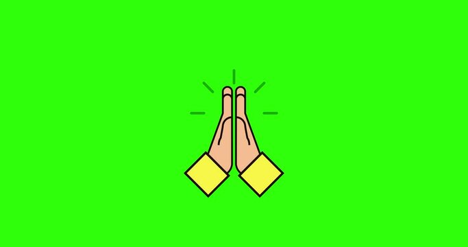 Pray animation. Pray icon in white background. Prayer animated. Hand prayer. Green screen. 4k animation