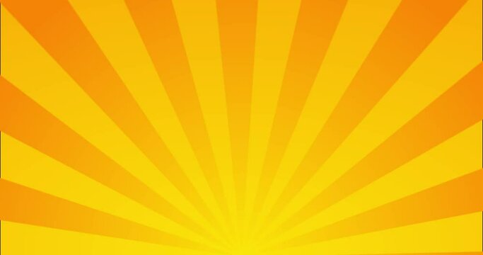 Sunburst animated. Sunbeams background animation. Yellow-orange rays. Retro background. 4k animation.