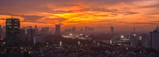 Jakarta Magnificent Sunset. Jakarta is a capital city of indonesia. Jakarta is also the most populous city in Indonesia