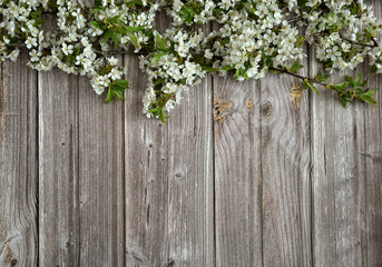Hintergrund , Hintergrund mit Blumen auf Holzplanke 
