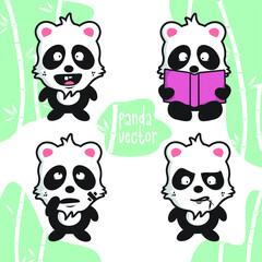 Funny isolated kawai ugly panda set