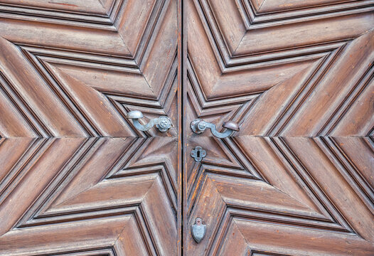Ancient, wooden star pattern of a large door