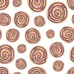 Decorative seamless elegant pattern design of seashells in pastel colors