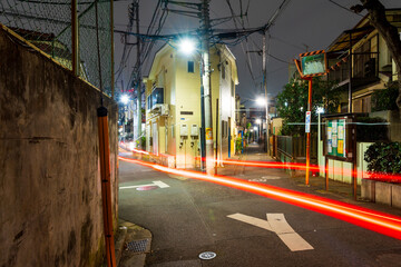 Fototapeta na wymiar A narrow residential street near Shinjuku, Tokyo, Japan.