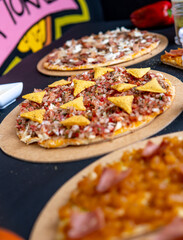 pizza with meat and vegetables
