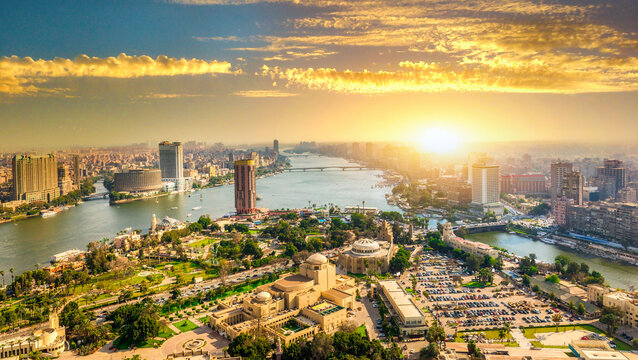 Sunset in Cairo city - Powered by Adobe