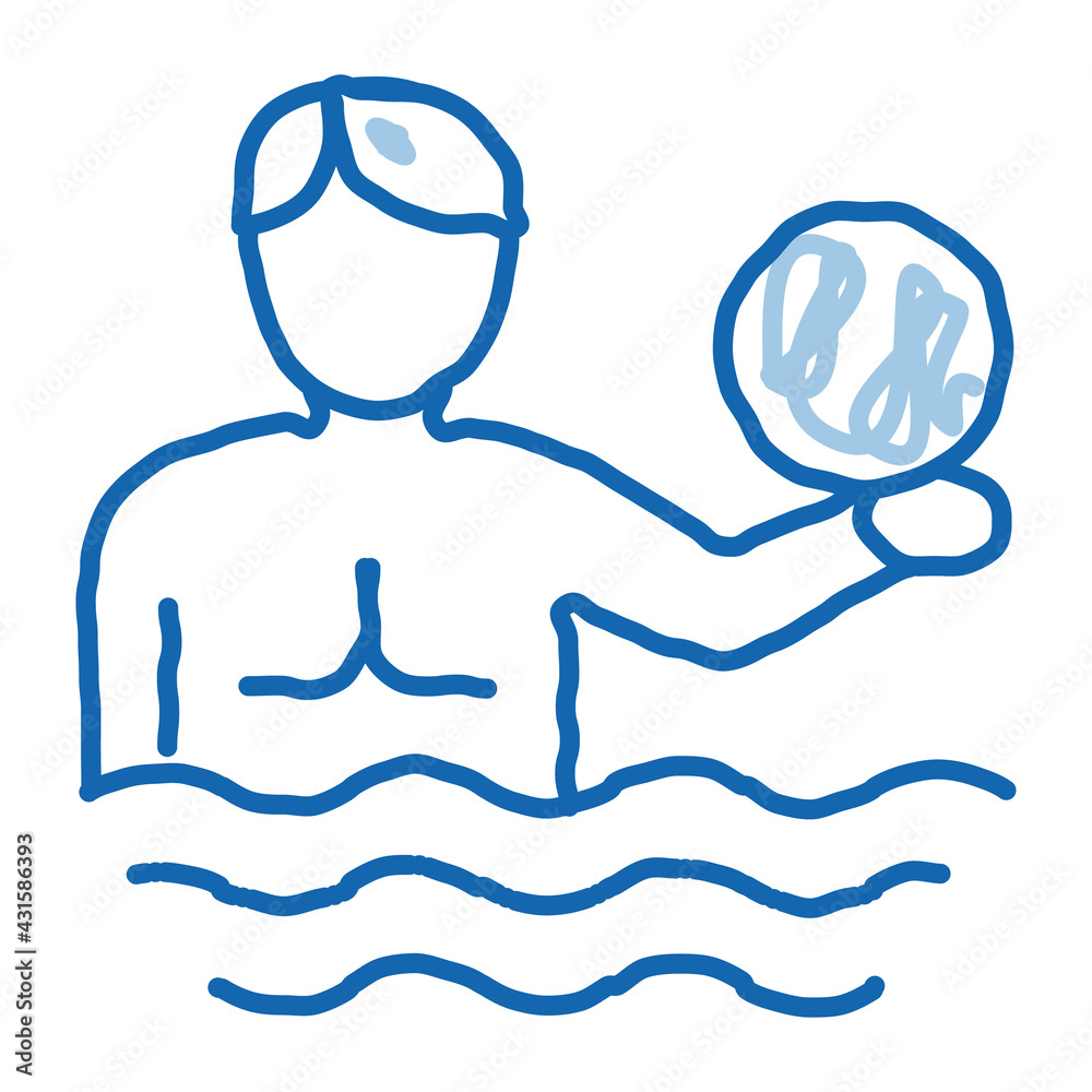 Wall mural man and volleyball water ball icon vector outline illustration