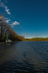 Nadeje pond near Hluboka nad Vltavou town in spring color evening