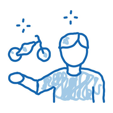 desire man to rent bike doodle icon hand drawn illustration