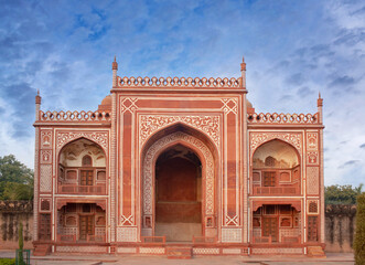 Entrance gate of the tomb of Itimad-Ud-Daulah. It is a Mughal mausoleum in Agra, Uttar Pradesh, India