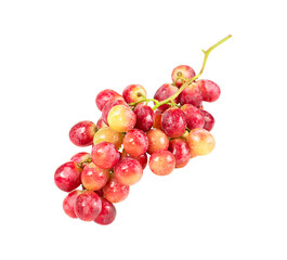 Bunch of pink grapes close up isolated on white background.