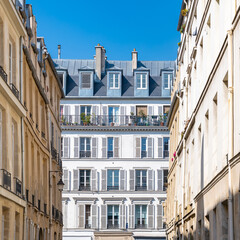 Obraz premium Paris, typical buildings in the Marais, in the center of the french capital