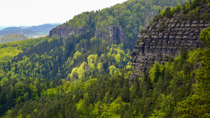 Czeska Szwajcaria park narodowy formy skalne panorama - obrazy, fototapety, plakaty