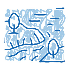 river among mountains doodle icon hand drawn illustration