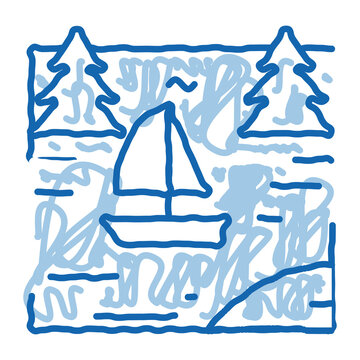 blue sailboat sailing on lake clip art preview