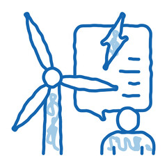 thought about benefits of wind energy doodle icon hand drawn illustration