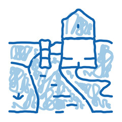 water mill doodle icon hand drawn illustration
