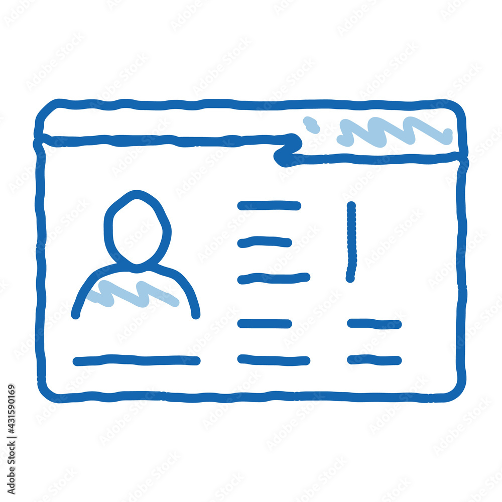 Sticker information folder about person doodle icon hand drawn illustration