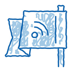 search engine optimization destination flag doodle icon hand drawn illustration