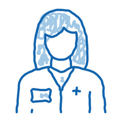 woman doctor doodle icon hand drawn illustration