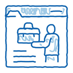 person resume information folder doodle icon hand drawn illustration