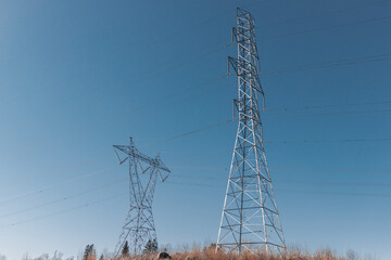Amazing electric pylon shoot during Sumer in Quebec, Canada