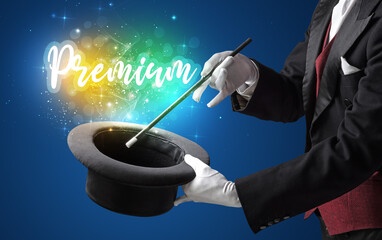 Young magician is showing magic trick