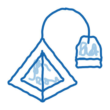 Tea Bag Pyramids Doodle Icon Hand Drawn Illustration