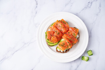 Smoked salmon ricotta cheese  rye sandwich