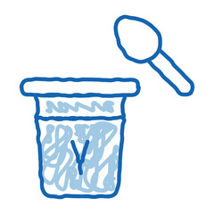 yogurt with spoon doodle icon hand drawn illustration