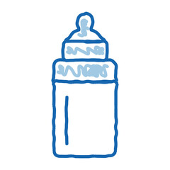 baby bottle with milk doodle icon hand drawn illustration