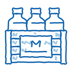 pack of milk bottles doodle icon hand drawn illustration