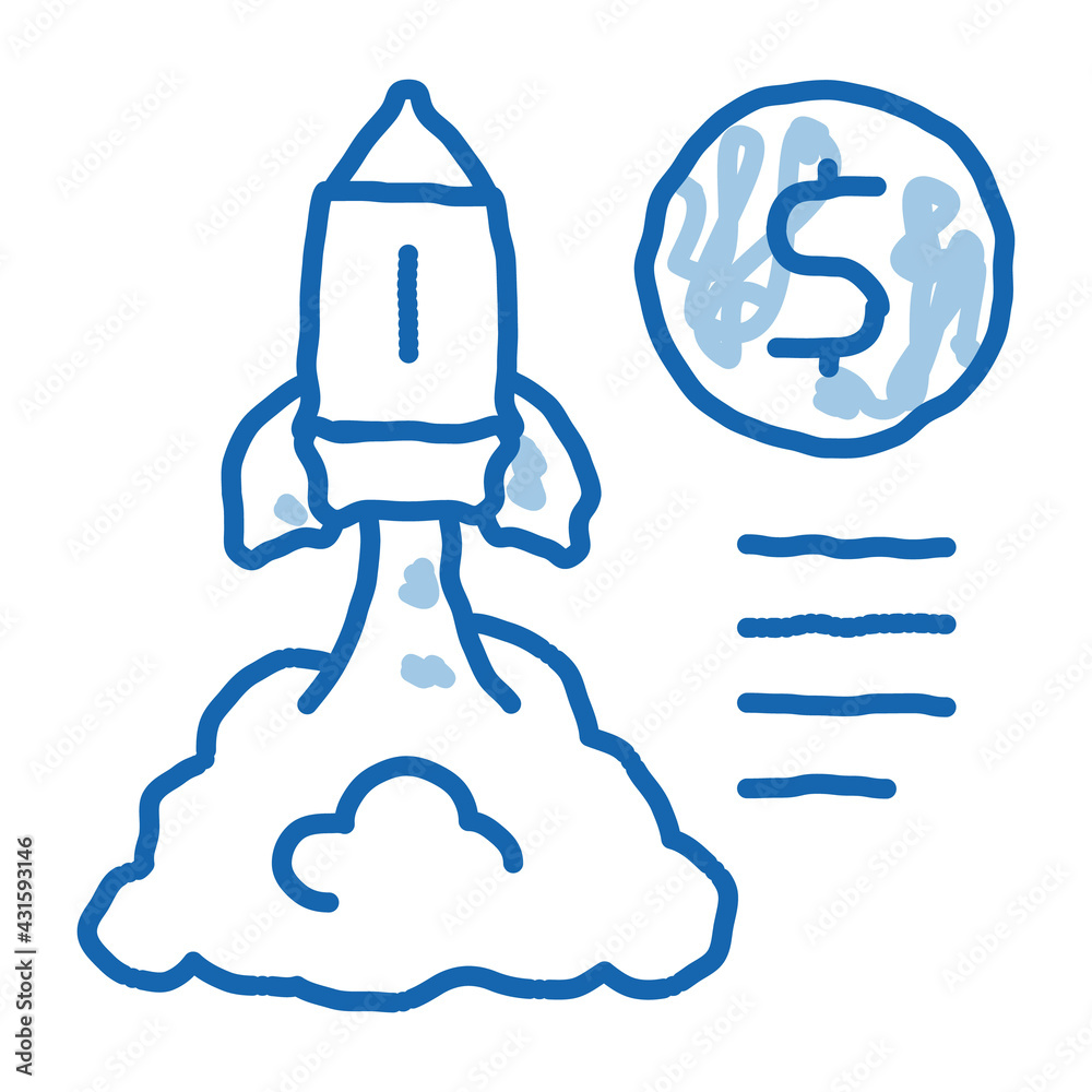 Wall mural monetary comet flight doodle icon hand drawn illustration