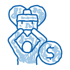 favorite money job doodle icon hand drawn illustration