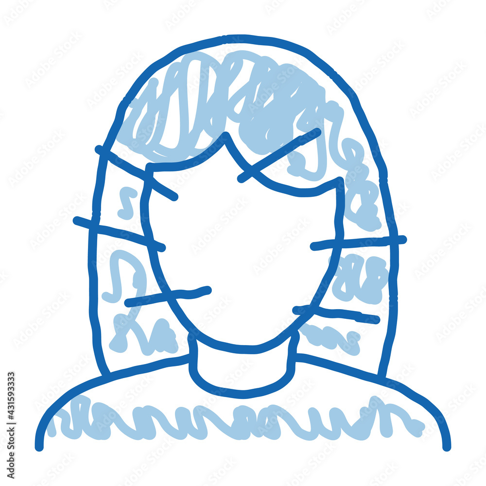 Sticker female face acupuncture doodle icon hand drawn illustration