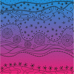 East colored background with bright colors. Abstract eastern pattern. Hand drawn zen texture with abstract patterns on isolation background. Line art creation