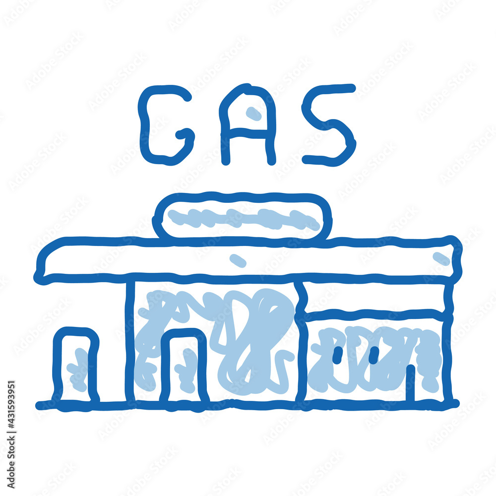 Wall mural gas station doodle icon hand drawn illustration