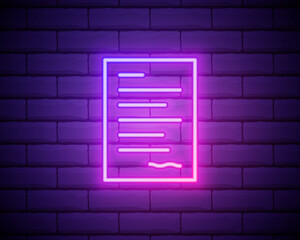 Neon lights autograph. Vivid illustration of the signature. Modern vector logo, banner, shield, drawing personal signature. Night advertising on the background of a brick wall